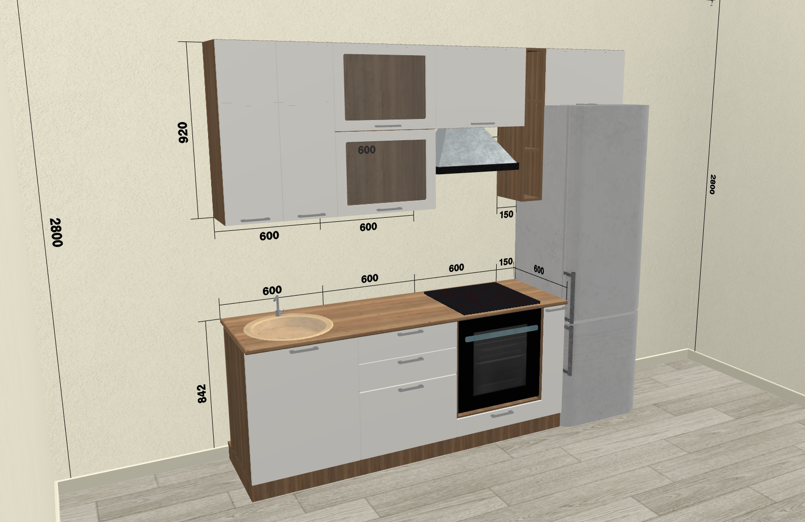 3D проект модульной кухни Катрин цирконв Москве